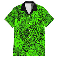 Green Hawaii Family Matching Off Shoulder Long Sleeve Dress And Hawaiian Shirt Tribal Art LT14 - Polynesian Pride