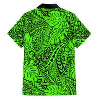 Green Hawaii Family Matching Off Shoulder Long Sleeve Dress And Hawaiian Shirt Tribal Art LT14 - Polynesian Pride