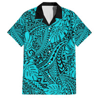 Turquoise Hawaii Family Matching Off Shoulder Long Sleeve Dress And Hawaiian Shirt Tribal Art LT14 - Polynesian Pride