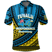 Custom Tuvalu Polo Shirt 44th Independence Anniversary Tribal Pattern LT12 Unisex Blue - Polynesian Pride