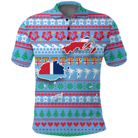 Fiji Christmas Polo Shirt Ugly Christmas LT12 Blue - Polynesian Pride