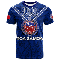 Toa Samoa Rugby T Shirt Samoan Warrior Pride LT12 Blue - Polynesian Pride