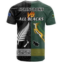 South Africa Protea and New Zealand Fern T Shirt Rugby Go Springboks vs All Black Ver.03 LT8 - Polynesian Pride