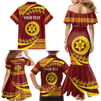 Personalised Tonga High School Family Matching Mermaid Dress and Hawaiian Shirt Happy 77 Years Anniversary LT14 - Polynesian Pride
