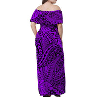 Purple Hawaii Family Matching Off Shoulder Maxi Dress And Hawaiian Shirt Tribal Art LT14 - Polynesian Pride