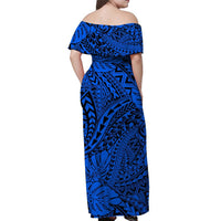Matching Hawaiian Outfits For Couples Polynesian Tribal Art Blue LT14 - Polynesian Pride