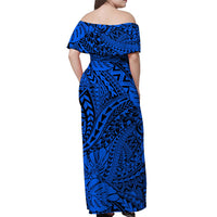 Hawaii Off Shoulder Long Dress Polynesian Tribal Art Ver.04 LT14