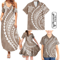 Hawaii Family Matching Outfits Polynesian Pride Summer Maxi Dress And Shirt Family Set Clothes Turtle Hibiscus Luxury Style - Beige LT7 - Polynesian Pride