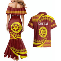 Personalised Tonga High School Couples Matching Mermaid Dress and Hawaiian Shirt Happy 77 Years Anniversary LT14