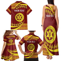 Personalised Tonga High School Family Matching Tank Maxi Dress and Hawaiian Shirt Happy 77 Years Anniversary LT14 - Polynesian Pride
