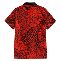 Red Hawaii Family Matching Off Shoulder Maxi Dress And Hawaiian Shirt Tribal Art LT14 - Polynesian Pride