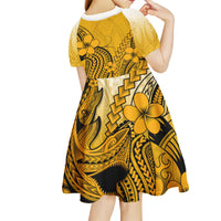 Gold Hawaii Family Matching Outfits Mermaid Dress And Hawaiian Shirt Polynesian Shark Tattoo LT14 - Polynesian Pride