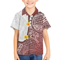 Polynesian Matching Clothes For Family Polynesian Tribal Plumeria Flowers Off Shoulder Long Sleeve Dress And Shirt Son's Shirt - 18 - Polynesian Pride