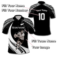 Custom Photo New Zealand Rugby-Aotearoa Polo Shirt Armour Blacks Silver Ferns