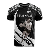 Custom Photo New Zealand Rugby-Aotearoa T Shirt Armour Blacks Silver Ferns