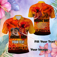 Custom Photo Australia and New Zealand ANZAC Day Polo Shirt Soldiers Memories - Red Poppies with Aboriginal and Maori Art