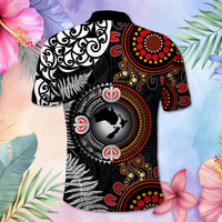 Custom Photo Australia and New Zealand Together Polo Shirt Aboriginal and Maori Art Tattoo