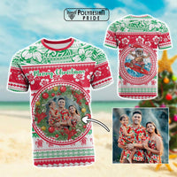 Custom Photo Polynesian Christmas T Shirt CTM05 Multicolor - Polynesian Pride