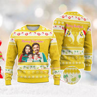 Custom Photo Polynesian Christmas Knitted Sweatshirt Funny Style CTM05 - Polynesian Pride
