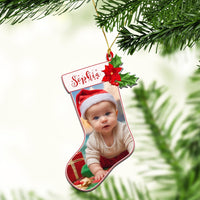 Custom Photo Christmas Sock Ceramic Ornament CTM05 Multicolor - Polynesian Pride