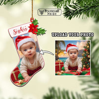 Custom Photo Christmas Sock Ceramic Ornament CTM05 - Polynesian Pride