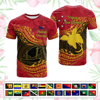 Custom Papua New Guinea Provinces T Shirt Symbol Flag Polynesian Pattern CTM05 Red - Polynesian Pride