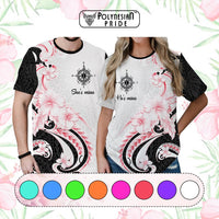 Custom Polynesian Couple National Spouses Day T shirt Compass Hibiscus Flowers