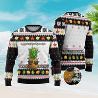 Custom Christmas Hawaii Symbols Knitted Sweatshirt Polynesian Tribal Pattern CTM05 - Polynesian Pride