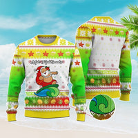 Custom Christmas Hawaii Symbols Knitted Sweatshirt Polynesian Tribal Pattern CTM05 - Polynesian Pride