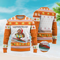 Custom Christmas Hawaii Symbols Knitted Sweatshirt Polynesian Tribal Pattern CTM05 - Polynesian Pride