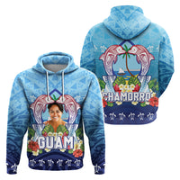 Custom Photo Guam Chamorro Hoodie Tribal Latte Stone With Dolphins