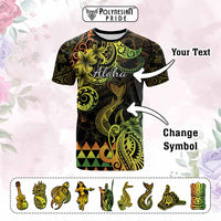 Custom Hawaii Symbols T Shirt Plumeria Kakau Polynesian Tribal