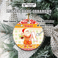 Custom Name Letter Hawaii Christmas Ceramic Ornament CTM05 - Polynesian Pride