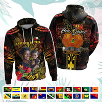 Custom Photo Papua New Guinea Provinces Hoodie Symbol Flag Sepik Blue Orchid Motifs CTM05 - Polynesian Pride