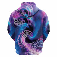 Custom Zodiac Signs Hoodie With Polynesian Pattern CTM05 Zip Hoodie Galaxy - Polynesian Pride