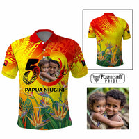 Custom Photo Papua Niugini Hapi 50th Indipendens Polo Shirt Year of PNG 1975-2025