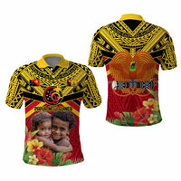Custom Photo Provinces of Papua New Guinea 50th Years Polo Shirt Hapi De bilong Indipendens