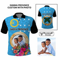 Sanma Province Custom Polo Shirt With Photo Vanuatuan Boar's Tusk Flag Multicolored CTM09 Multicolor - Polynesian Pride