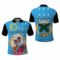 Sanma Province Custom Polo Shirt With Photo Vanuatuan Boar's Tusk Flag Multicolored CTM09 - Polynesian Pride