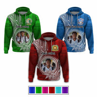Custom Photo Tonga Back To School Hoodie Polynesian Ngatu Tribal CTM09 Zip Hoodie Multicolor - Polynesian Pride