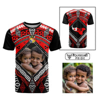 Custom Photo Tonga T Shirt Polynesian Pattern Mixed Ngatu Kupesi CTM09 Multicolor - Polynesian Pride