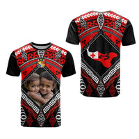 Custom Photo Tonga T Shirt Polynesian Pattern Mixed Ngatu Kupesi CTM09 - Polynesian Pride