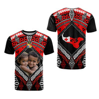Custom Photo Tonga T Shirt Polynesian Pattern Mixed Ngatu Kupesi CTM09 - Polynesian Pride