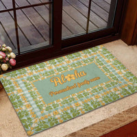Custom Aloha Welcome Rubber Doormat with Family Name Squares Puakenikeni Kalo Palaka Pattern