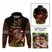 Custom New Zealand Hoodie Aotearoa Symbols with Maori Fern Reggae Arty Color CTM09 Pullover Hoodie Multicolor - Polynesian Pride