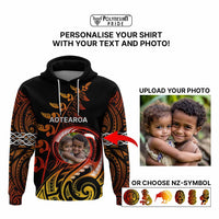 Custom New Zealand Hoodie Aotearoa Symbols with Maori Fern Reggae Arty Color CTM09 - Polynesian Pride