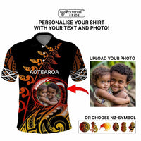 Custom New Zealand Polo Shirt Aotearoa Symbols with Maori Fern Reggae Arty Color CTM09 - Polynesian Pride