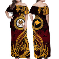 Custom Provinces of Papua New Guinea Off Shoulder Maxi Dress Bird of Paradise Polynesian Tribal CTM09 - Polynesian Pride
