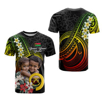Custom Photo Vanuatu Provinces T Shirt Vanuatuan Pig Tusk and Pacific Beauty Flower