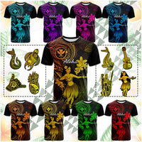 Custom Hawaii Symbols T Shirt Tropical Flowers With Kanaka Maoli